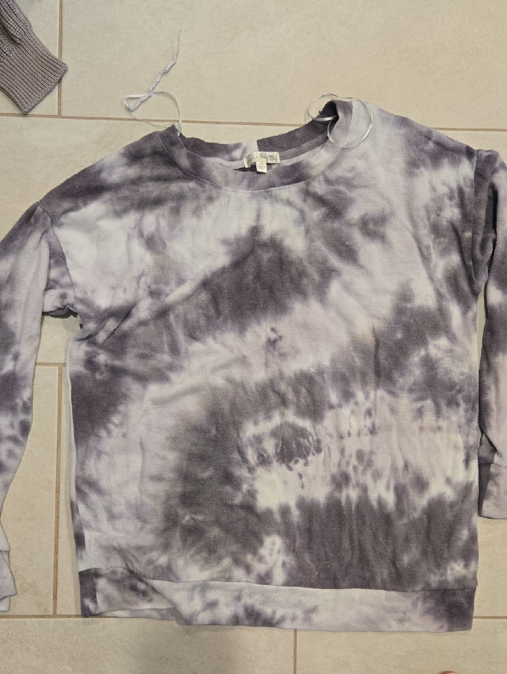 Nine Britton Brushed Knit Purplish and Gray Tie-Dye Sweatshirt